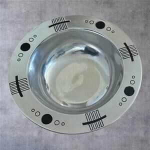 Wilton Armetale Reggae Serving Bowl Pewter Aluminum Geometric Tribal RWP 10.5"